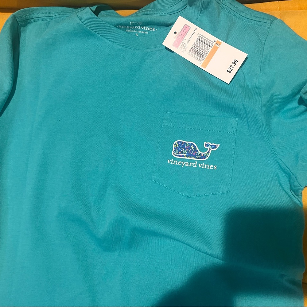 Vineyard Vines Blue Short Sleeve Tee with Whale Logo